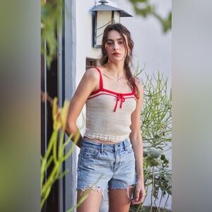 Red and Cream Women's Tank Top